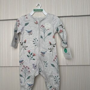NWT 3m Carters 2 Way Zip -One Piece PJ Flower and Bird Print